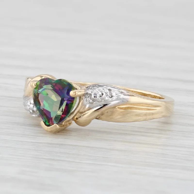 princess-cut diamond engagement rings for women-1.50ct Mystic Topaz Heart Ring 10k Yellow Gold Diamond Size 5.25