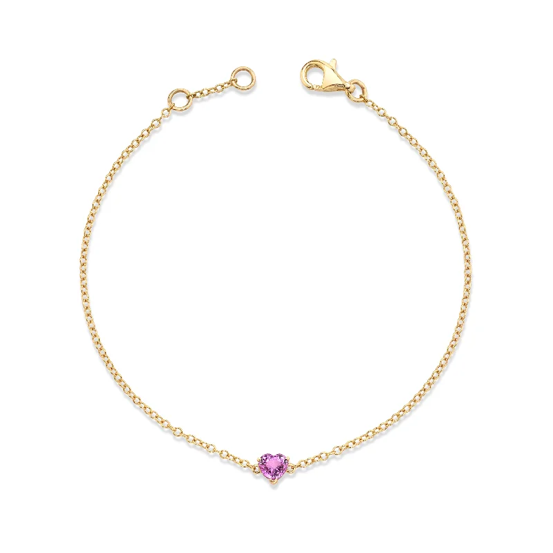 stackable bracelet and anklet sets for women-PINK SAPPHIRE BABY HEART ANKLET