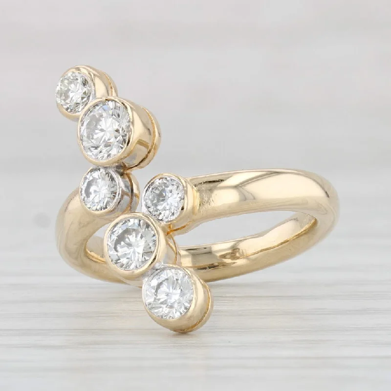 cushion-cut diamond engagement rings for women-0.93ctw Diamond Bubbles Bypass Ring 14k Yellow Gold Size 5 Cocktail