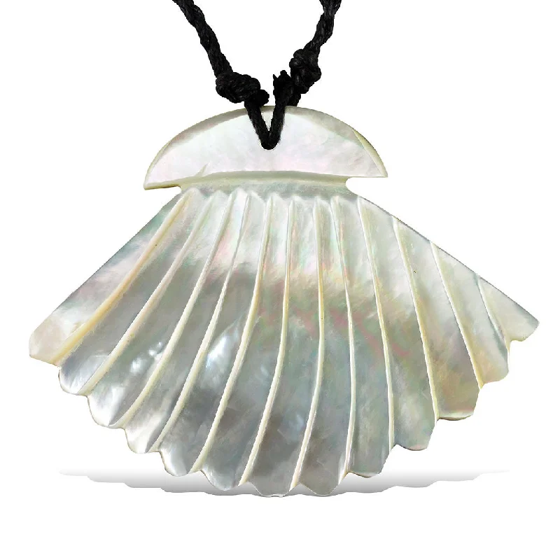 large pendant necklaces for women-Ocean Fan Shell Pendant