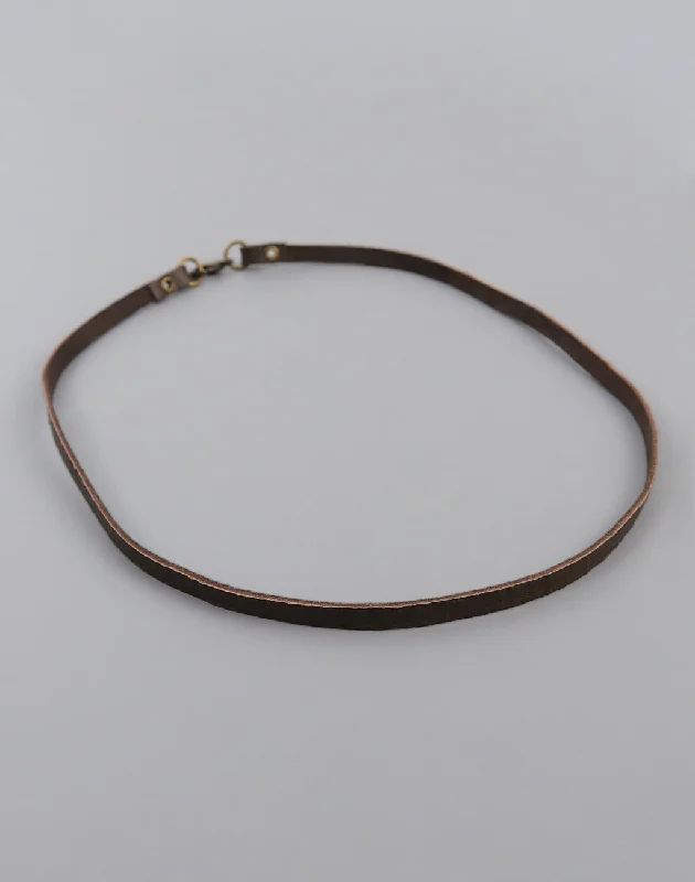 classic gold necklaces for women-Dark Brown Leather Choker, (1pc)