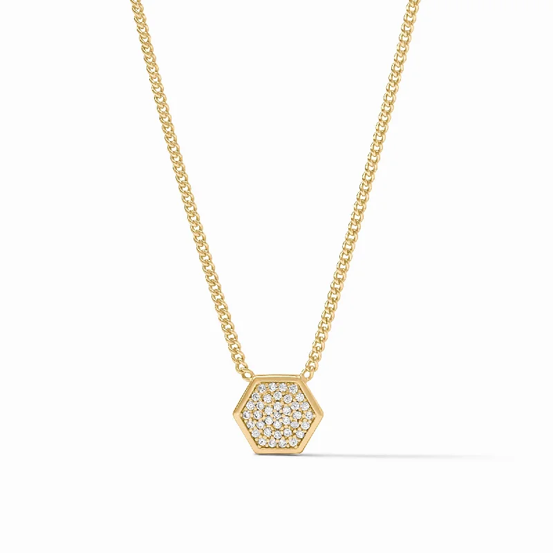 gold chain necklaces for women-Honeycomb Pavé Delicate Necklace