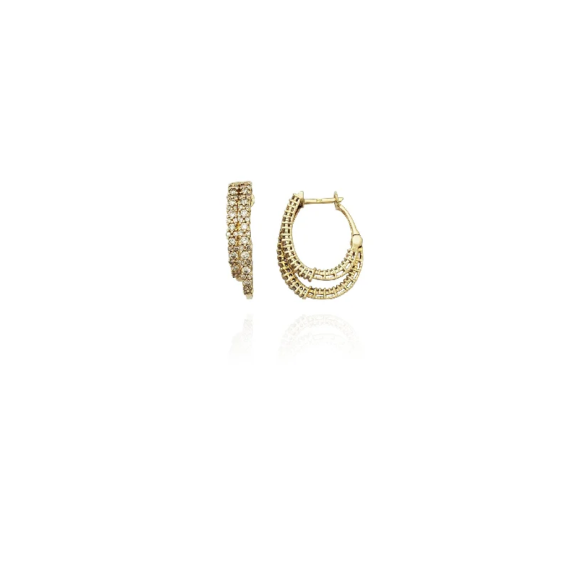 wedding earrings for women-Diamond Excursion Hoop Earrings (10K)