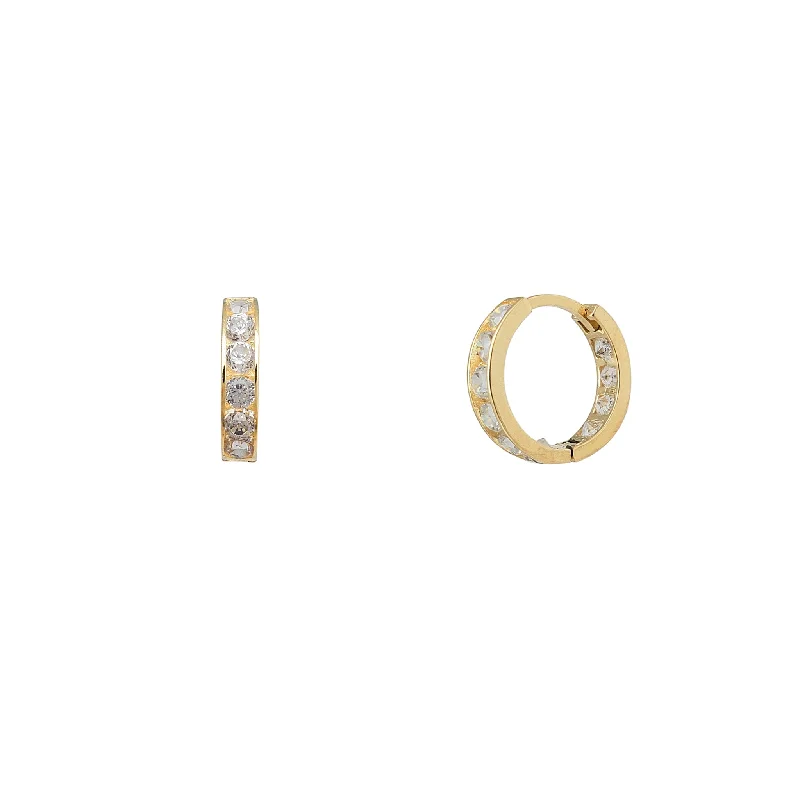 hoop earrings for women-Zirconia Huggie Earrings (14K)