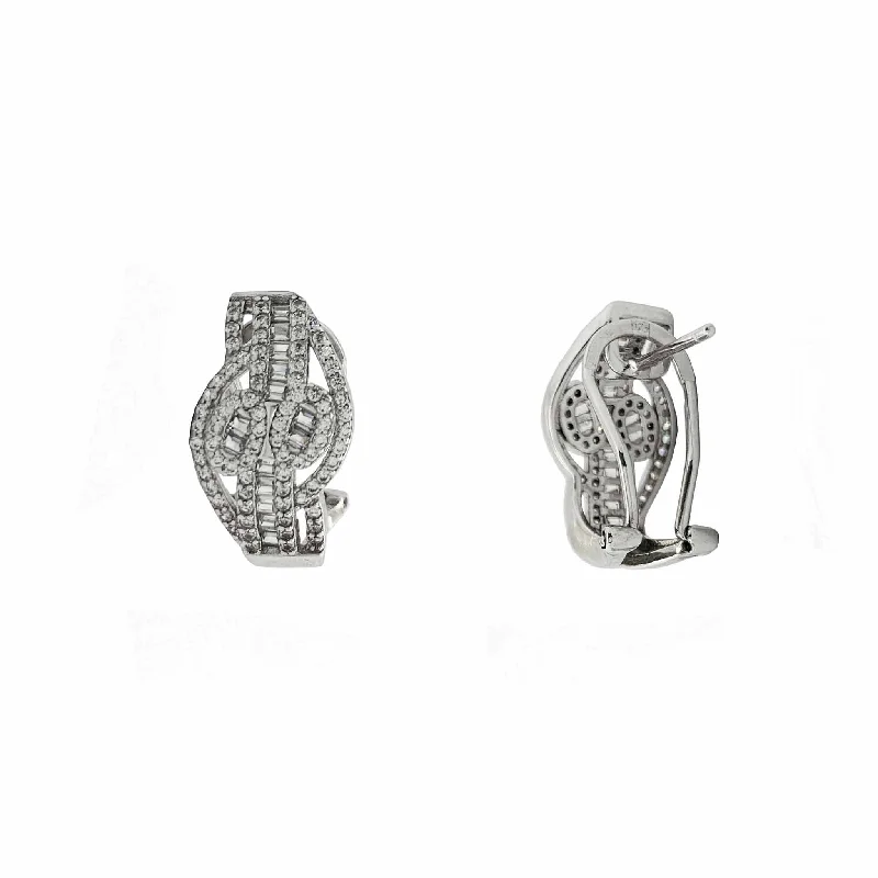 gold-plated earrings for women-Eye Style CZ Earrings (Silver).