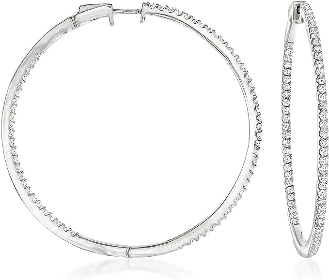 drop earrings for women-Diamond Hoop Earrings (14K)