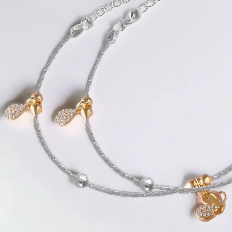 nautical anklets for women-Gold Plated Butterfly Charm Anklet For Women & Girls