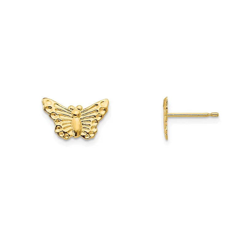 matching earrings for women-Glossy Butterfly Stud Earrings (14K)