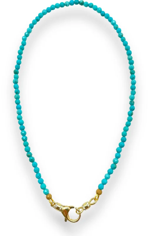 adjustable necklaces for women-Blue Turquoise Beaded Necklace