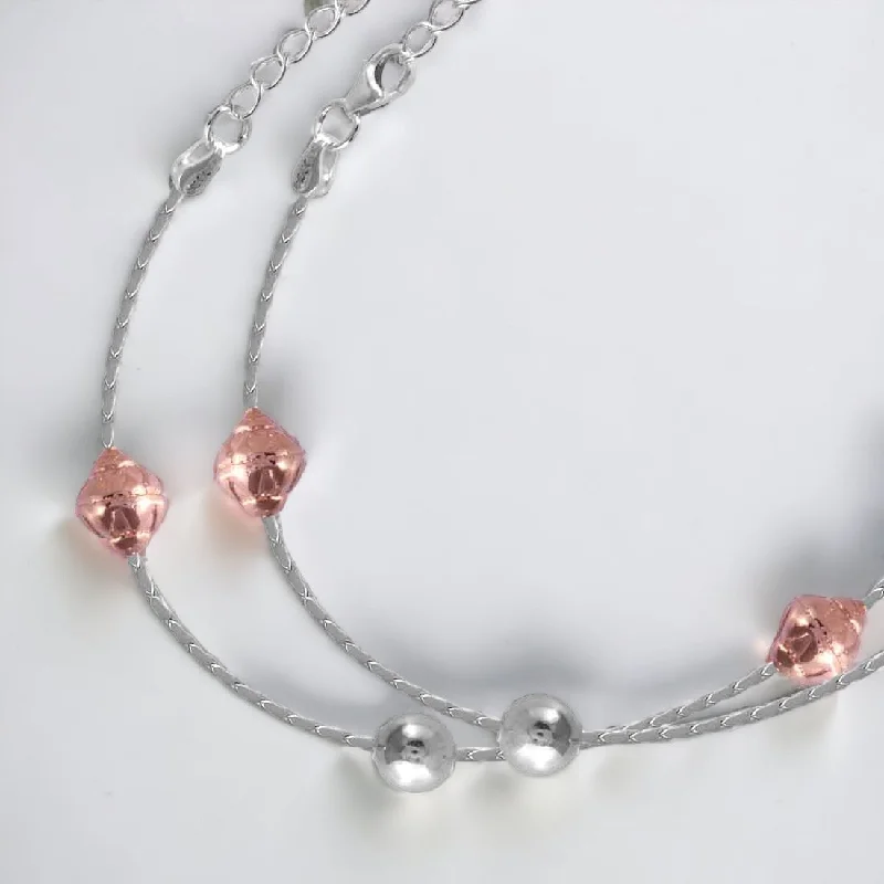 classic anklets for women-Anklet With Rosegold Balls For Women & Girls