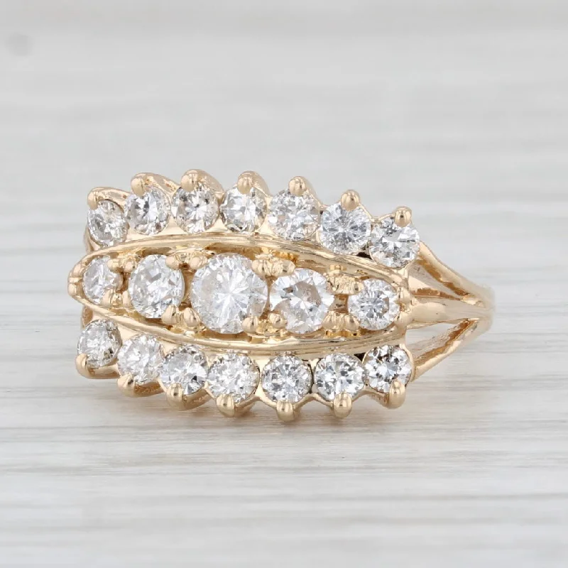 simple engagement rings for women-0.80ctw Diamond Cluster Ring 14k Yellow Gold Size 4