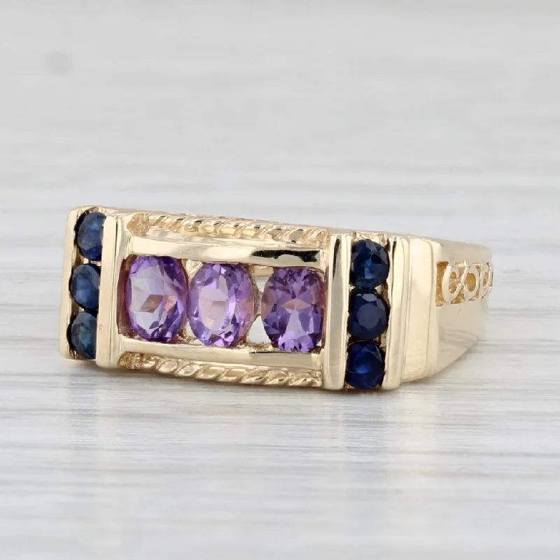 sapphire and diamond engagement rings for women-0.86ctw Amethyst Sapphire Ring 10k Yellow Gold Size 5 Vintage