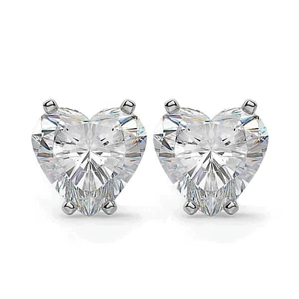 modern stud earrings for women-14K White Gold Three Prong Heart 1.61 CT (TW) SI3 Color JK Diamond Stud Earrings.