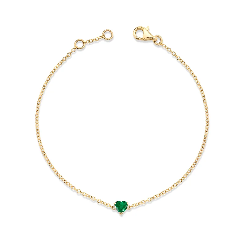 infinity anklet bracelets for women-EMERALD BABY HEART ANKLET