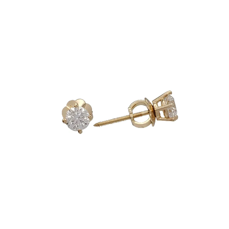 heart-shaped earrings for women-Single Diamond Stud Earrings (14K)