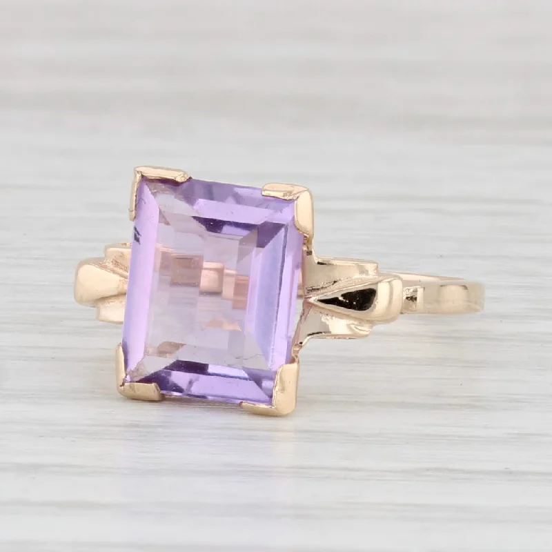 custom wedding and engagement rings for women-2.70ct Amethyst Solitaire Ring 10k Yellow Gold Size 6.25