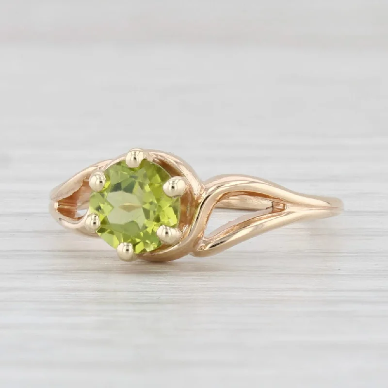 solitaire diamond engagement rings for women-0.85ct Round Peridot Solitaire Ring 10k Yellow Gold Size 5.5 Church & Co Vintage