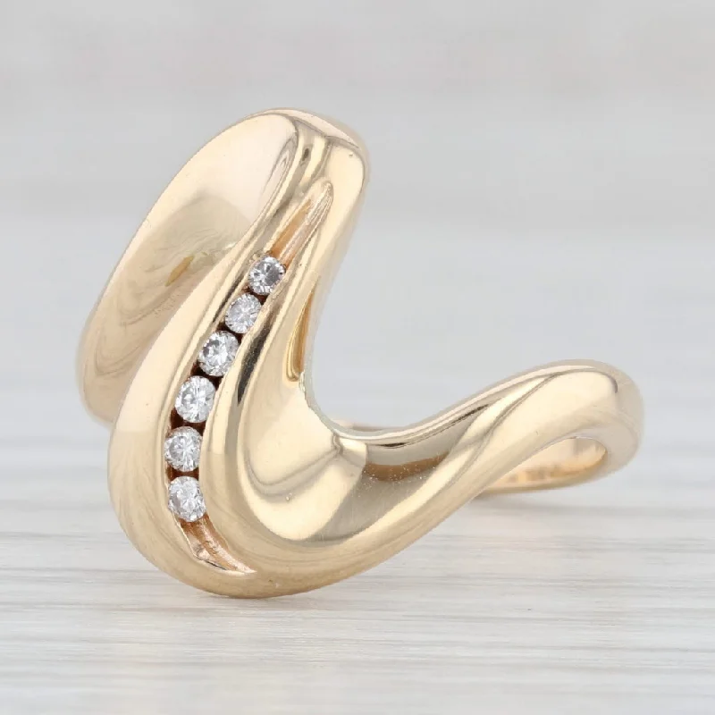 unique custom engagement rings for women-Contoured Diamond Zigzag Ring 14k Yellow Gold Size 6.5