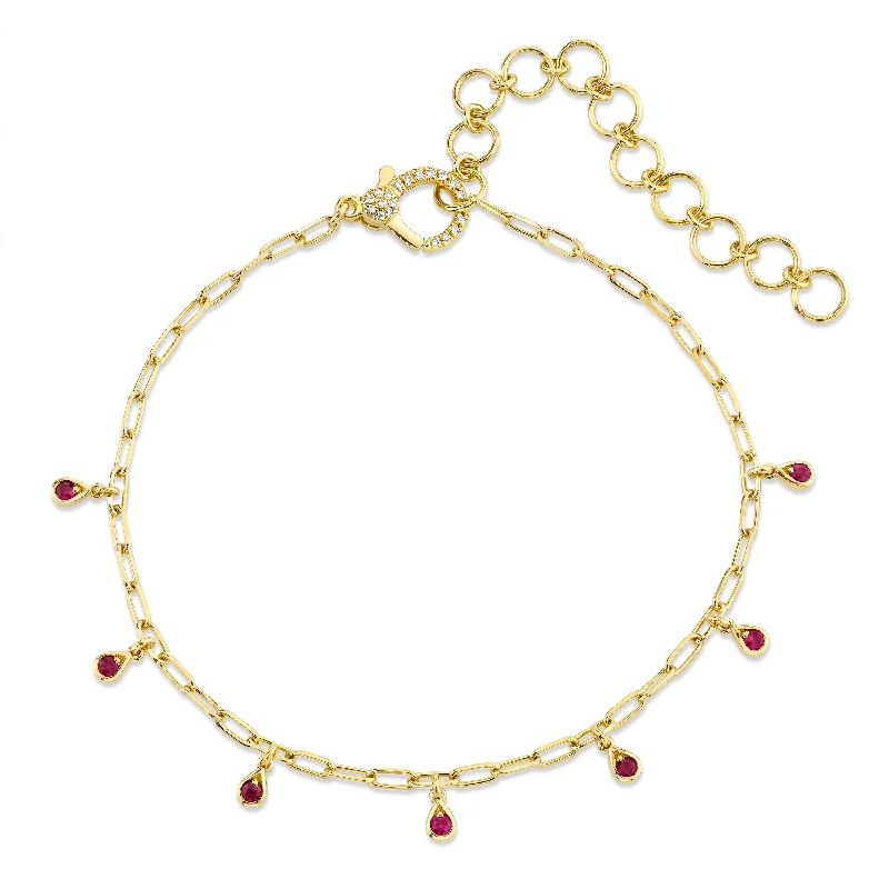 gemstone ankle chains for women-MINI ME RUBY BABY DANGLE DROP ANKLET