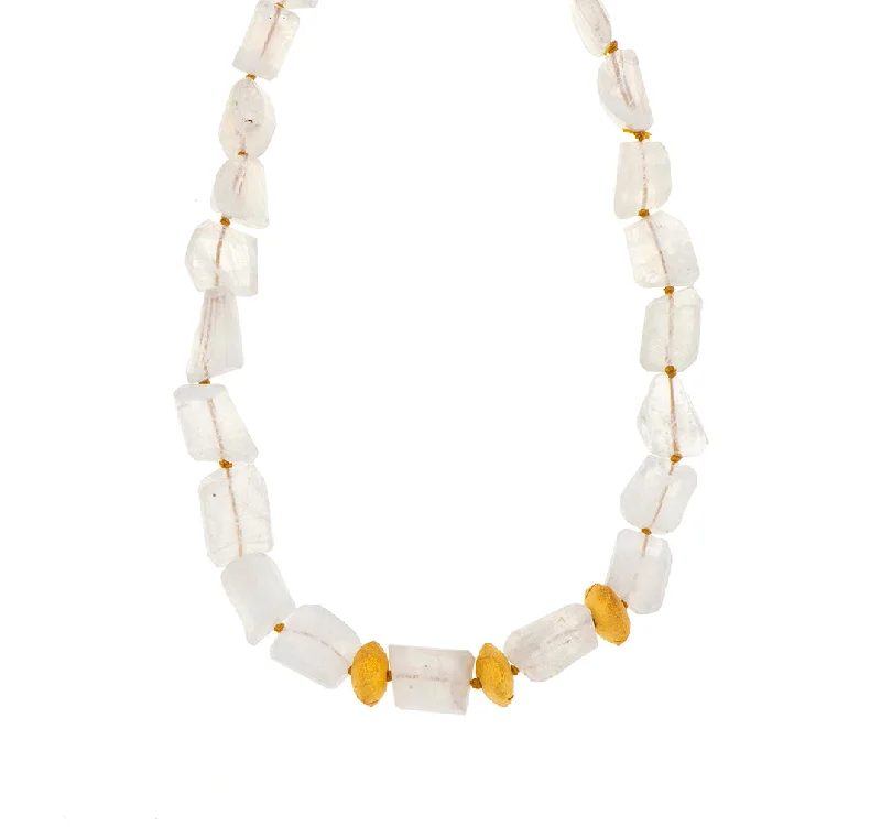 gold-plated necklaces for women-Nava Zahavi 14K Yellow Gold Moonstone Nugget Necklace