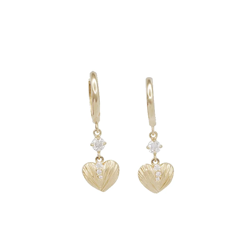 custom hoop earrings for women-Dangling Heart Earring (14K)