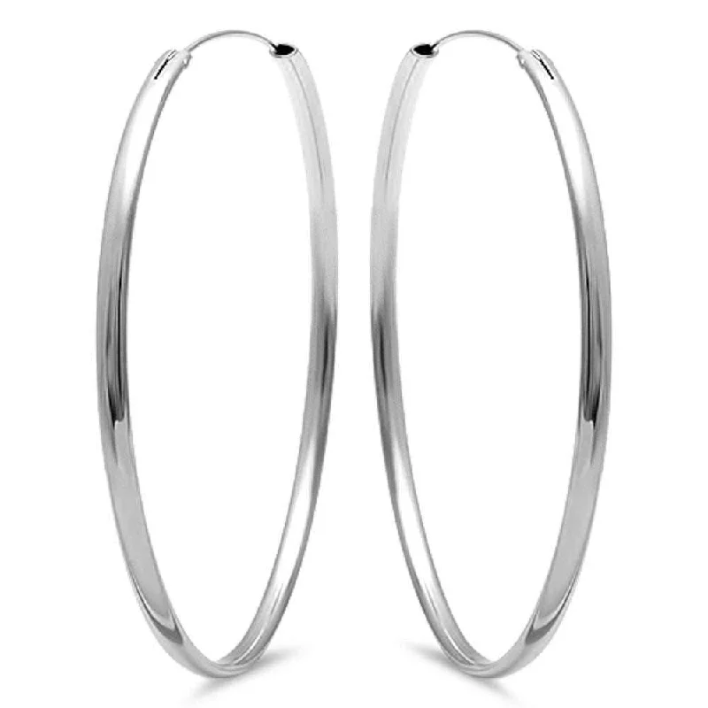 heart-shaped earrings for women-Silver Hoops