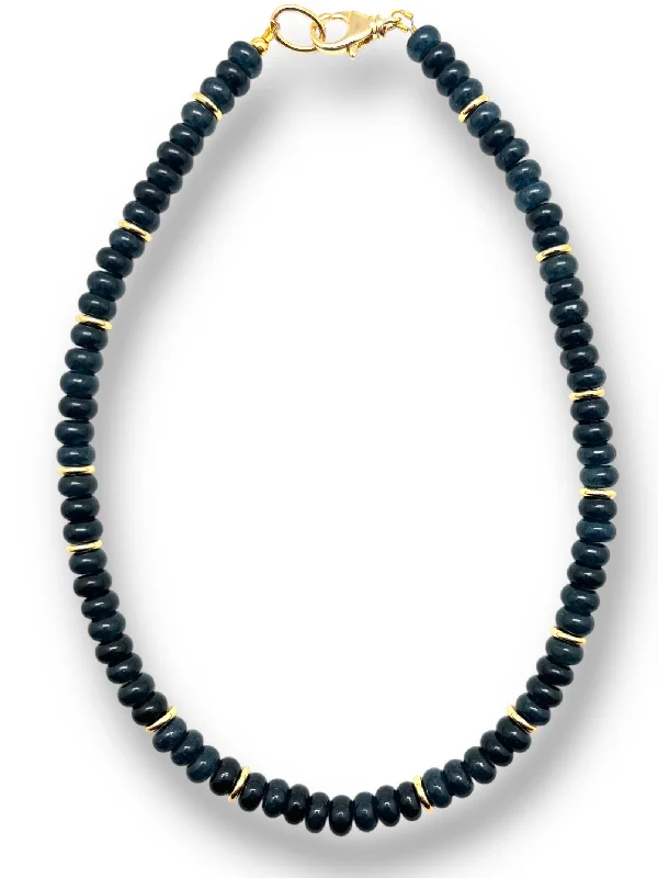 gemstone pendant necklaces for women-Navy Jade Necklace