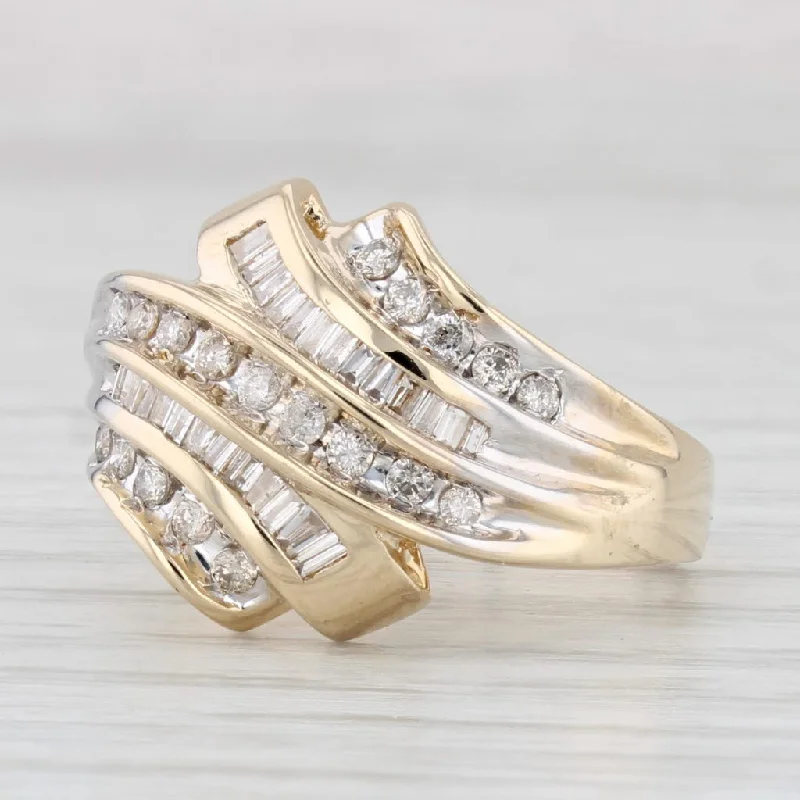 diamond ring sets for women-0.41ctw Scalloped Diamond Bypass Ring 10k Yellow Gold Size 6