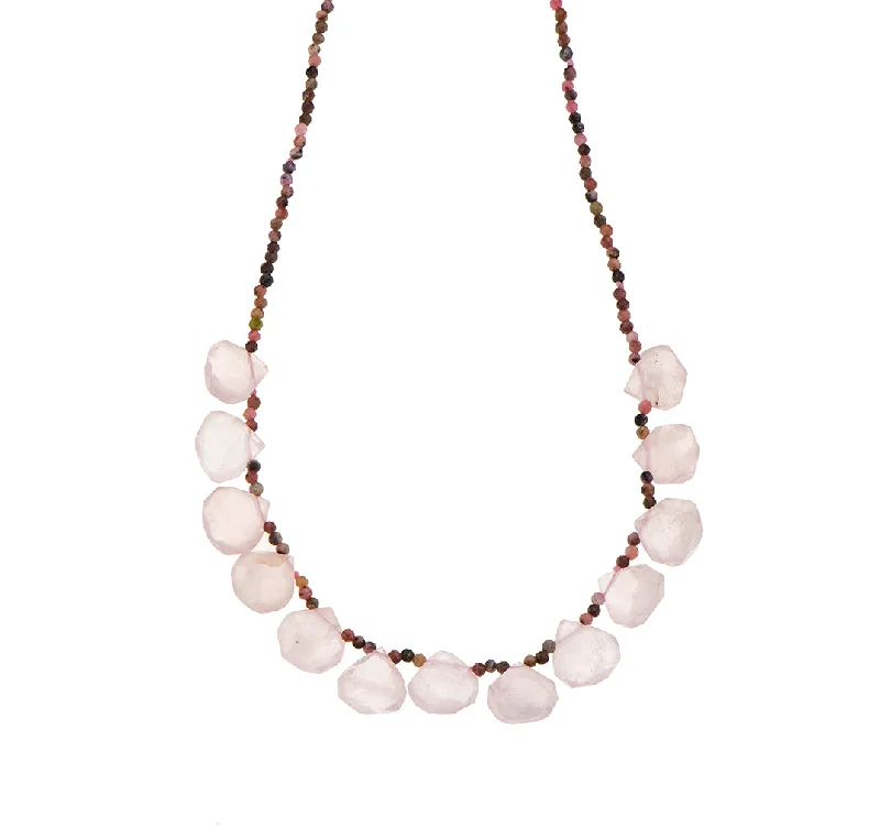 affordable necklaces for women-Nava Zahavi Delicate Rose Quarz and Agat Necklace