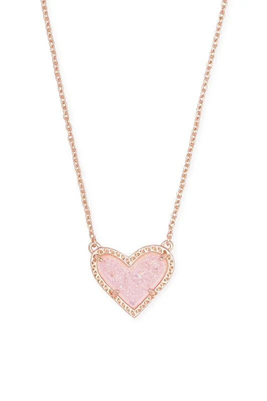 initial necklaces for women-Ari Heart Druzy Necklace