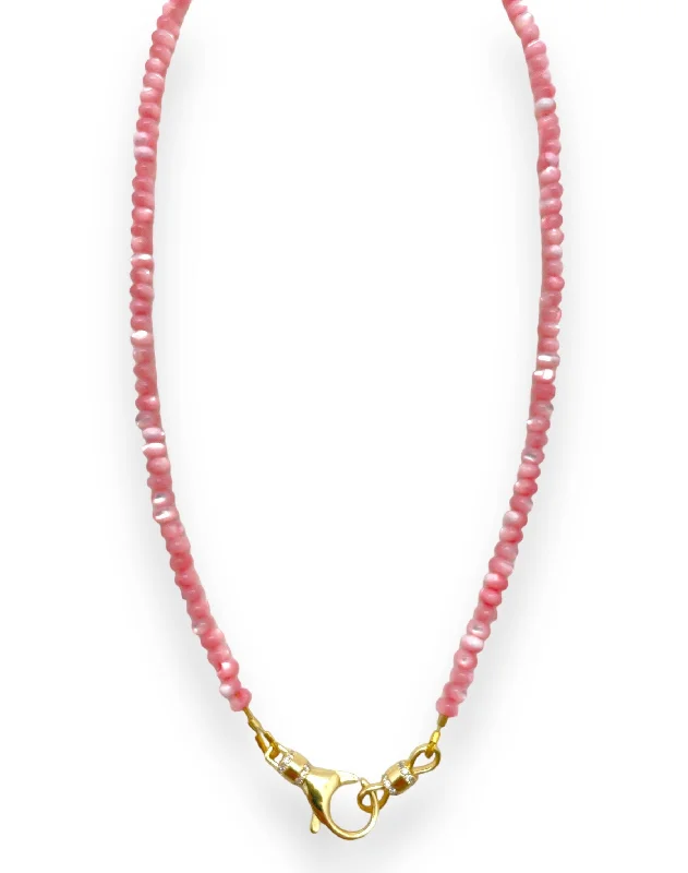 minimalist necklaces for women-Pink Mother of Pearl Beaded Necklace