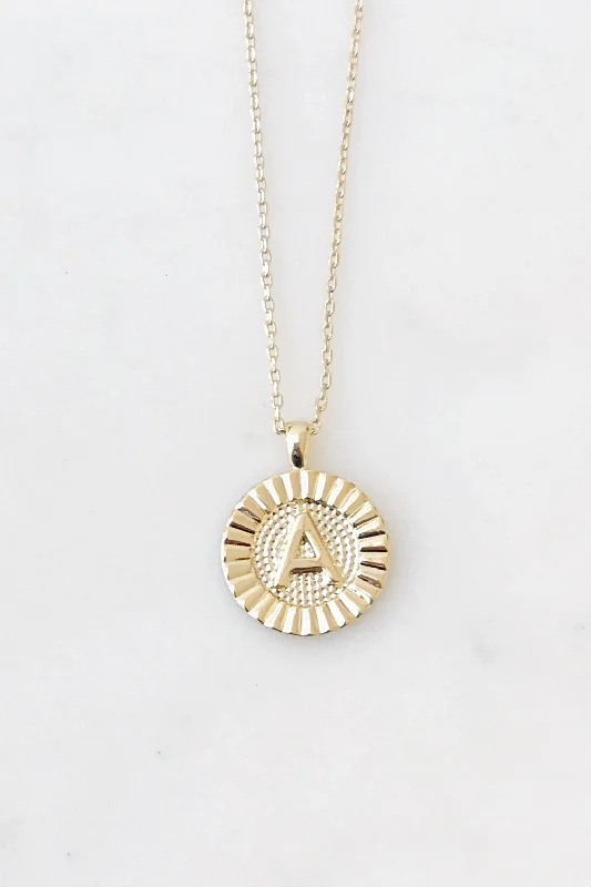 personalized name necklaces for women-Round Initial Coin Necklace