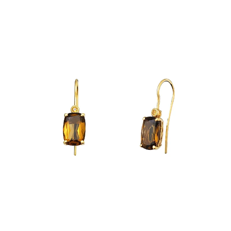 matching hoop earrings for women-Yellow Topaz Dangling Earrings (14K)