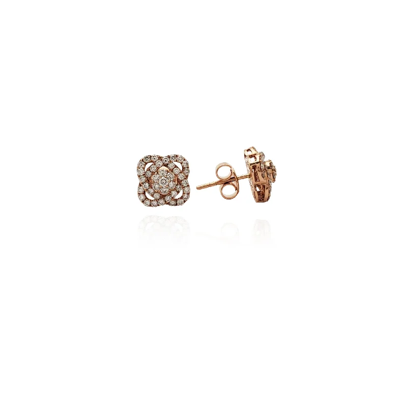 creative earrings for women-Diamond Swirl Earrings (14K)