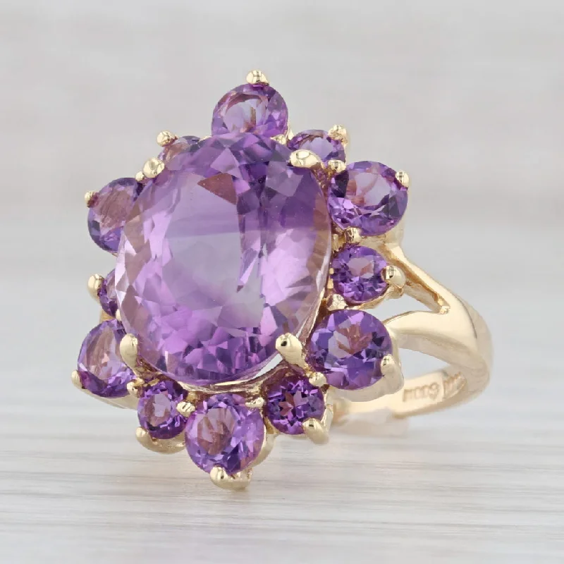 custom engagement rings for women-8.20ctw Amethyst Cocktail Ring 14k Yellow Gold Size 6.5