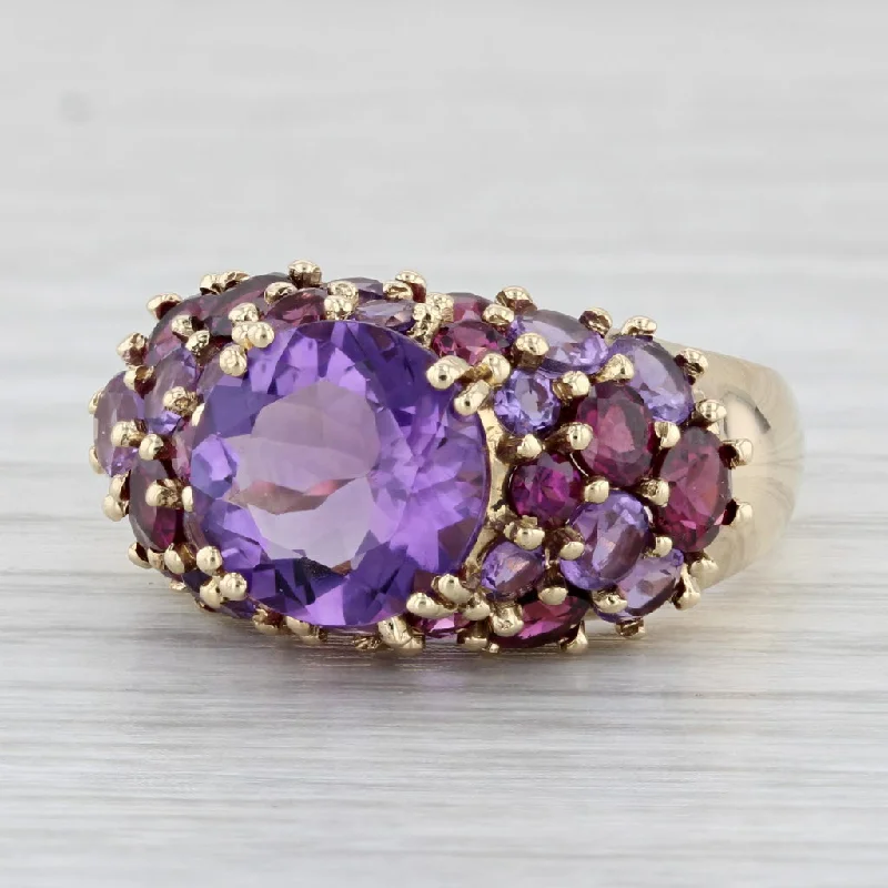 vintage-inspired engagement rings for women-7.24ctw Amethyst Garnet Cocktail Ring 10k Yellow Gold Size 9