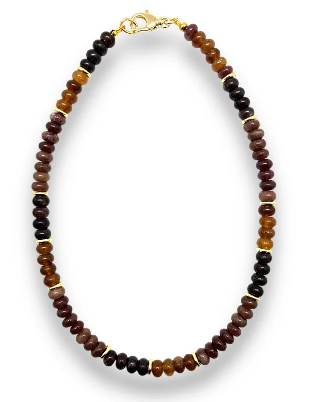 silver chain necklaces for women-Brown Multi Jade Necklace