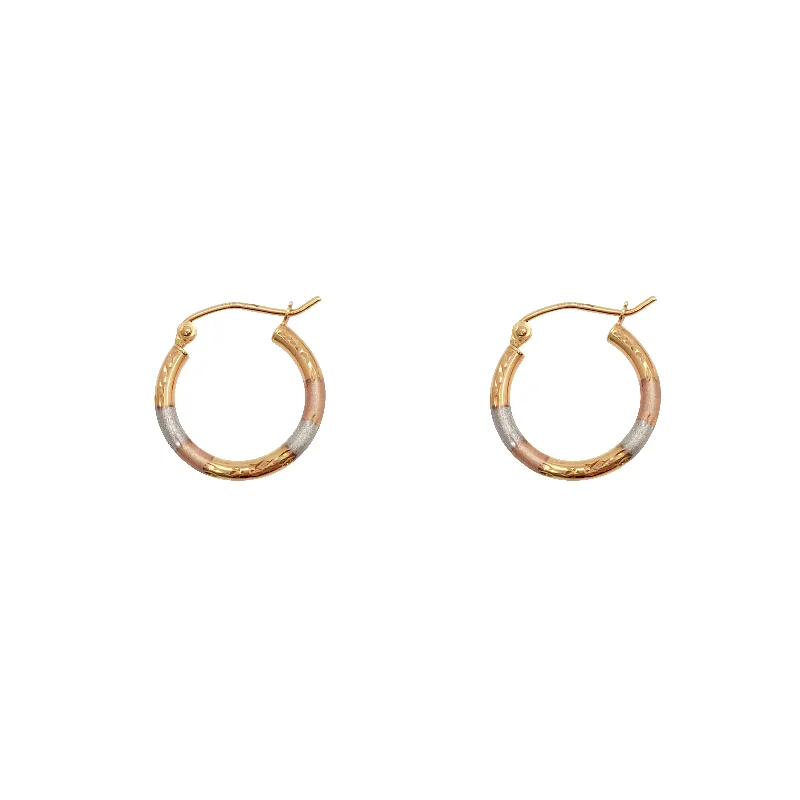 small hoop earrings for women-Tri-Tone Hoop Earring (10K)