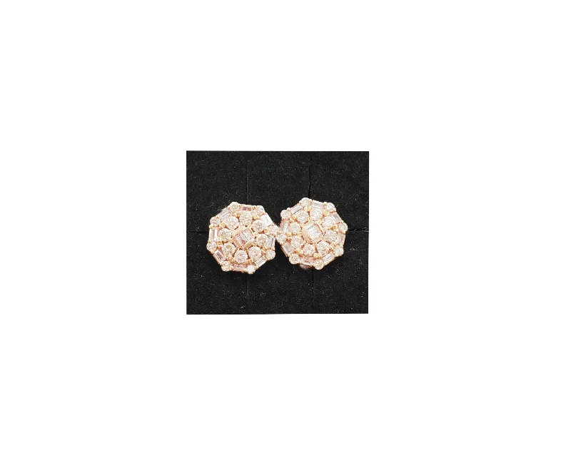 large earrings for women-Diamond Rose Gold Stud Earrings (14K)