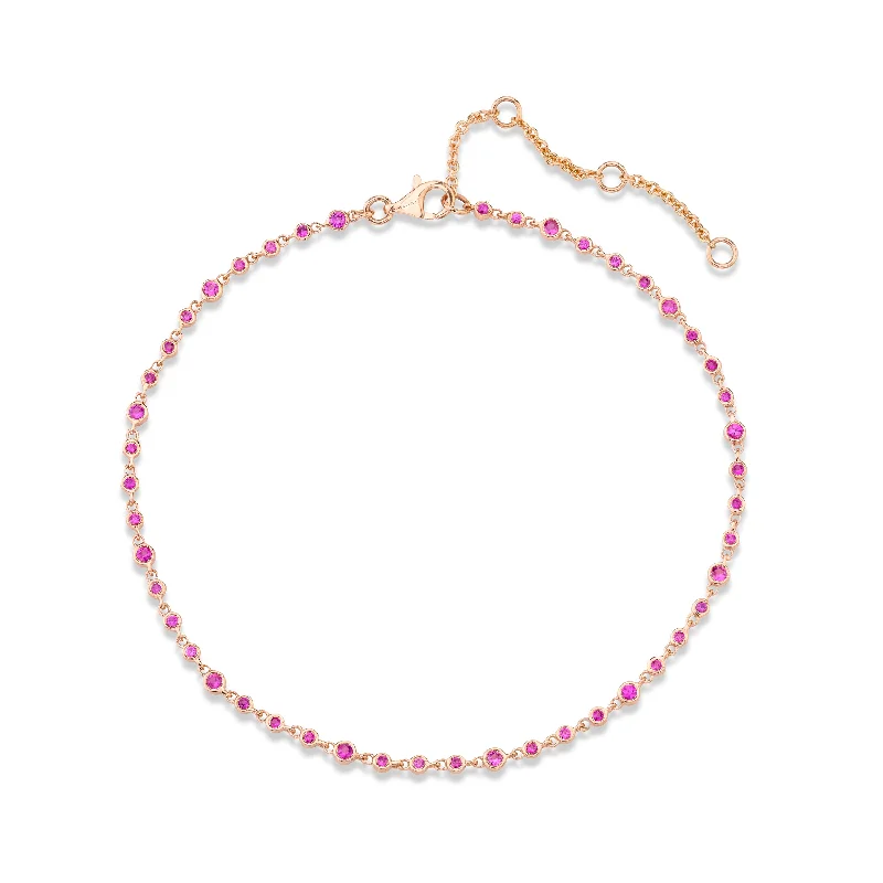 romantic charm anklets for women-READY TO SHIP PINK SAPPHIRE INFINITY ANKLET