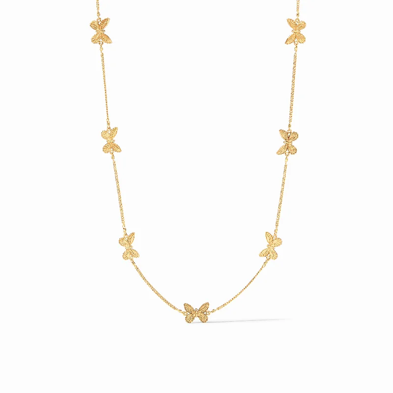 diamond pendant necklaces for women-Butterfly Delicate Station Necklace