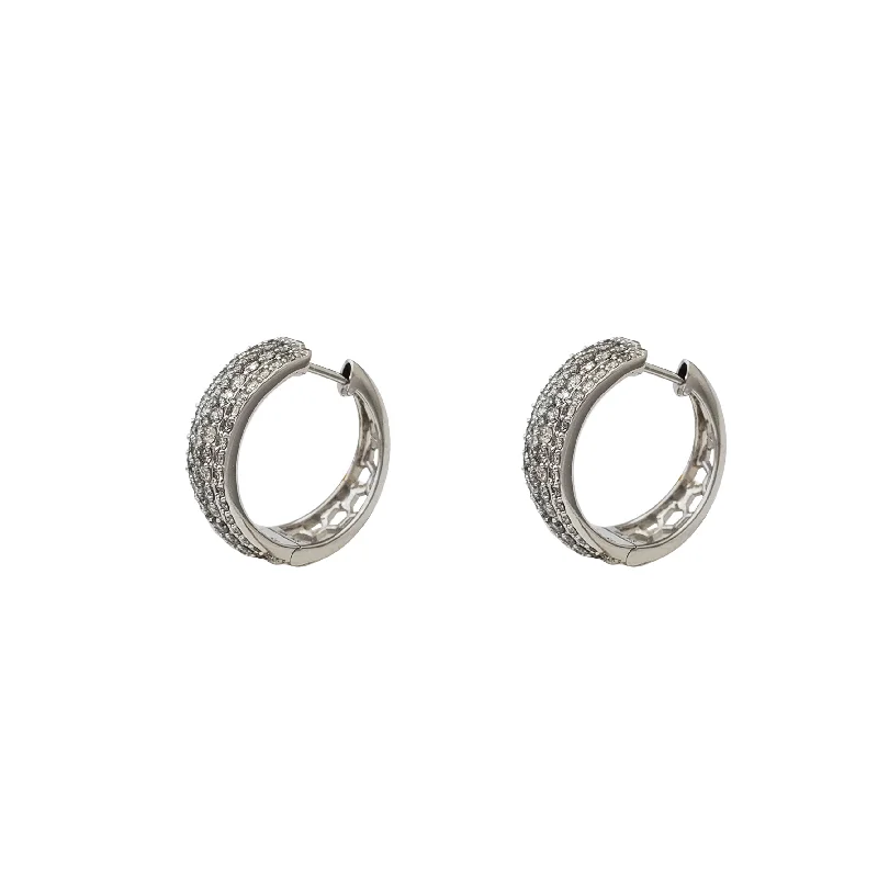 infinity earrings for women-Diamond Iced-Out Hoop Earrings (10K)