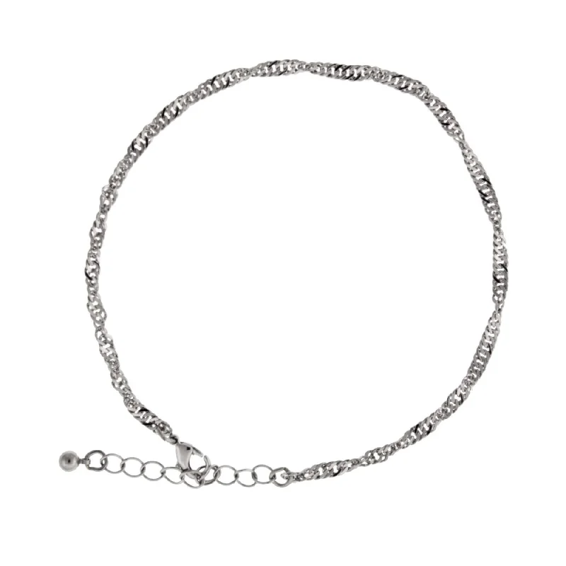 matching anklets for women-1928 Jewelry Silver Twisted Chain Anklet 9" + 1.5" Extension