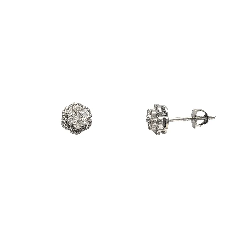 infinity earrings for women-Diamond Pave Honeycomb Stud Earrings (14K)