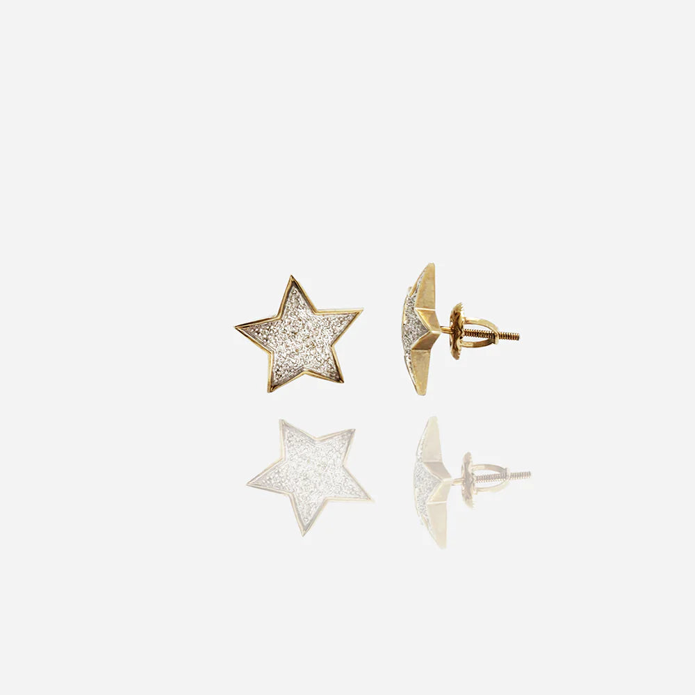 trendy crystal earrings for women-Diamond Star Stud Earrings (14K)