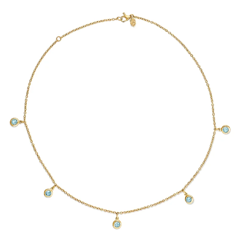 adjustable gold necklaces for women-Talya Five Stone Necklace Yellow Gold - Blue Topaz