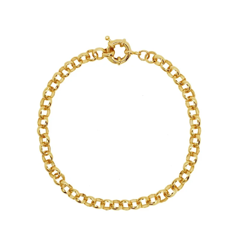 custom charm anklets for women-Link Chain Gold Plated Anklet