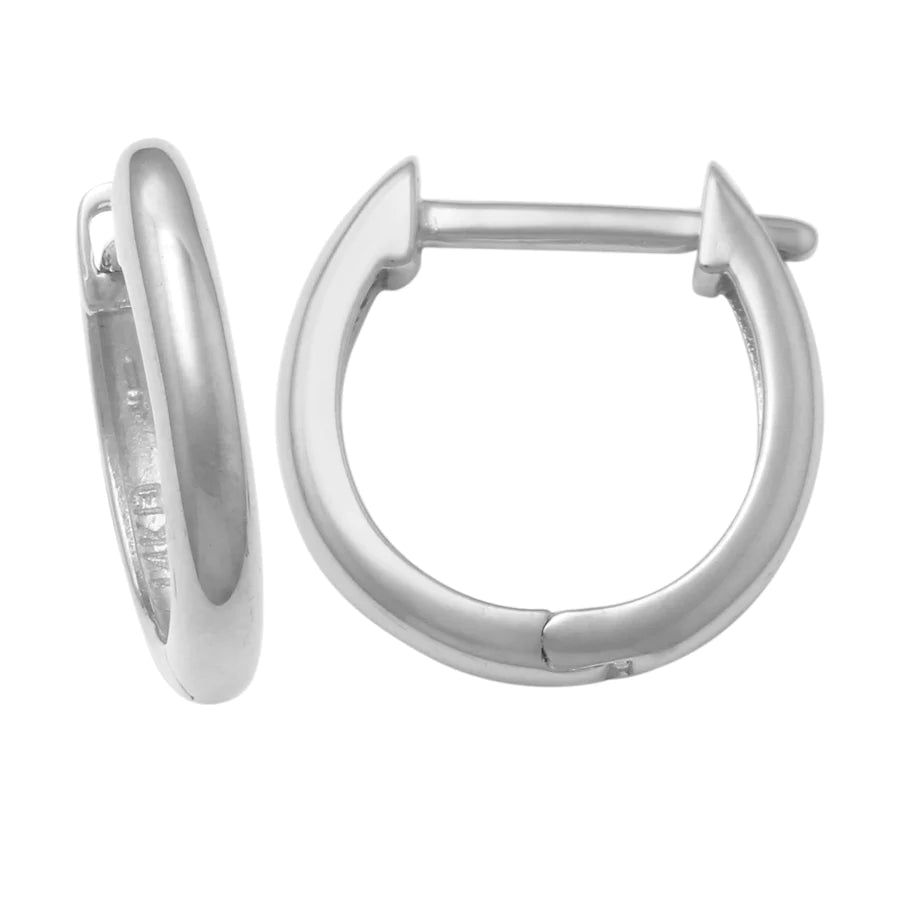 silver earrings for women-Huggie Hoop Earrings (14K )