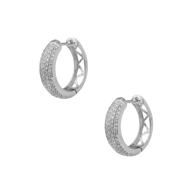 drop earrings for women-Diamond Micropave Hoops Earrings (14K)