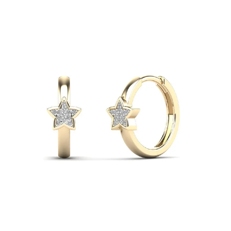 minimalist earrings for women-Star Huggie Diamond Earring (14K)